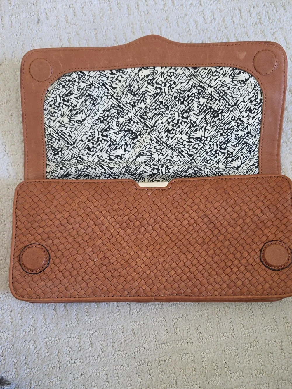 Rebecca Minkoff Woven Leather Clutch in Tan